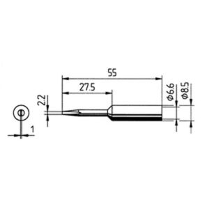 ERSADUR Lötspitze, gerade, verlängert,  meißelförmig, 2,2 mm