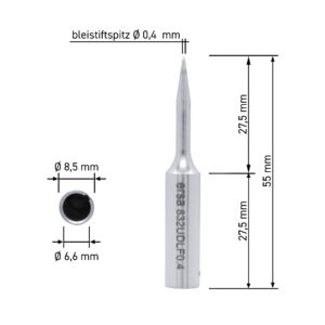 ERSADUR Lötspitze, gerade, verlängert, bleistiftspitz, 0,4 mm