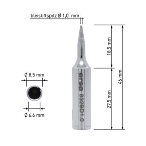ERSA ERSADUR tip, straight, pencil-sharpening, 1.0 mm