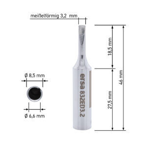 ERSADUR Lötspitze, gerade, meißelförmig, 3,2 mm