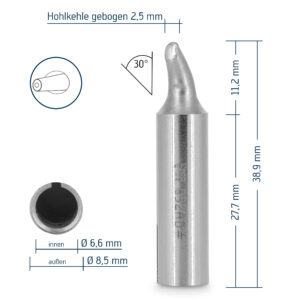 ERSADUR Lötspitze SolderWell mit Hohlkehle, gebogen, 2,5 mm