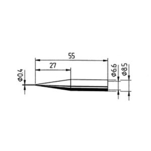 ERSA ERSADUR soldering tip, straight, extended, pencil-shaped, 0.4 mm
