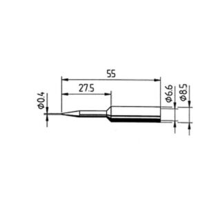 ERSA ERSADUR soldering tip, straight, pencil tip, 0.4 mm