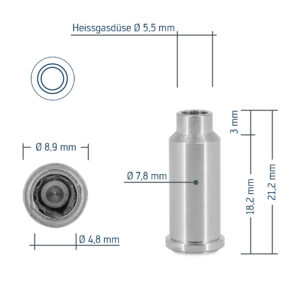 ERSA Independent 75 hot gas nozzle, straight, nickel-plated