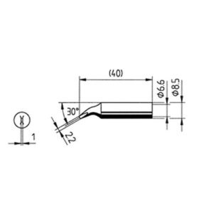 ERSA ERSADUR soldering tip, angled, chisel-shaped, 2.2 mm