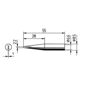 ERSA ERSADUR soldering tip, straight, extended, chisel-shaped, 2.2 mm