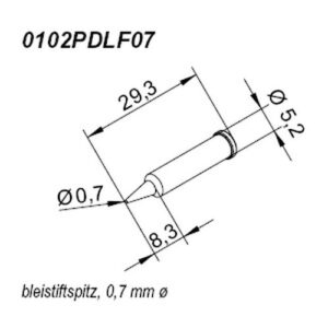 ERSA ERSADUR soldering tip for i-Tool, straight, pencil-shaped, 0.7 mm