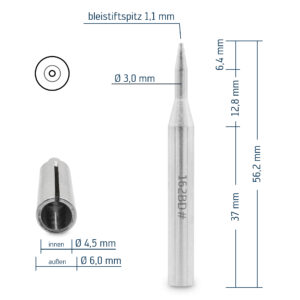 ERSADUR Lötspitze für Multitip C15 / Tip 260, gerade, bleistiftspitz, 1,1 mm