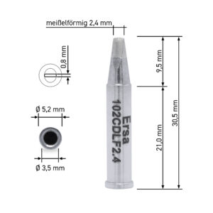 ERSA ERSADUR soldering tip for i-Tool, straight, chisel-shaped, 2.4 mm