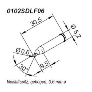 ERSA ERSADUR soldering tip for i-Tool, angled, pencil-shaped, 0.6 mm