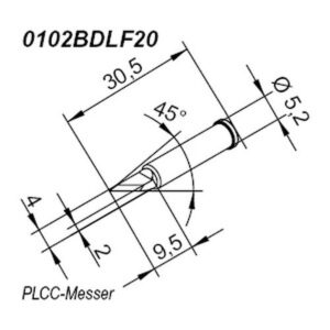 ERSA ERSADUR soldering tip for i-Tool, straight, PLCC blade, 2 mm