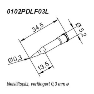 ERSA ERSADUR soldering tip for i-Tool, straight, pencil-shaped, extended 0.3 mm