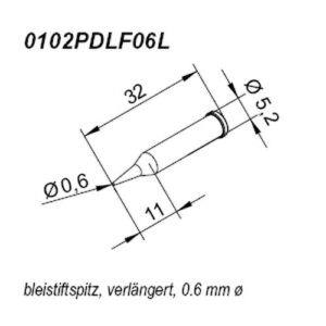 ERSA ERSADUR soldering tip for i-Tool, straight, pencil-tip, 0.6 mm, extended