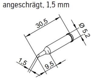 ERSA ERSADUR soldering tip for i-Tool, straight, slanted, 1.5 mm