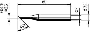 ERSADUR Lötspitze für Multitip C25, gerade, angeschrägt, 4,1 mm