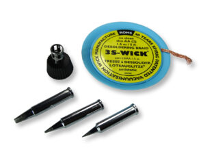 ERSA tip set of the most common types from the 102 series, with additional fastening and desoldering wick