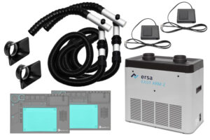 Filtergerät EASY ARM 2, Set mit 2x Omniflexarm mit Tischdurchführung, 2x eckige Düse, 2x Standby-Schalter