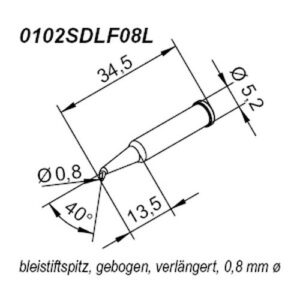 ERSA ERSADUR soldering tip for i-Tool, extended, angled, pencil-shaped, 0.8 mm