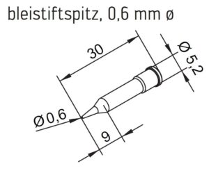 ERSA ERSADUR soldering tip for i-Tool, straight, pencil-shaped, 0.6 mm