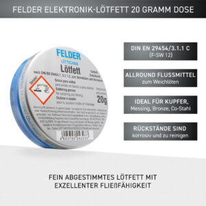 FELDER soldering grease for general soft soldering work on copper and copper alloys, corrosive F-SW 12, 20 g tin