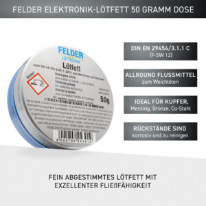 FELDER soldering grease for general soft soldering work on copper and copper alloys, corrosive F-SW 12, 50 g tin