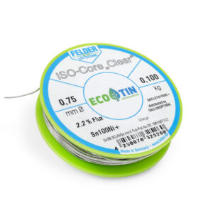 GALLUNOPTIMAL ISO-Core Sn99.25Cu0.7Ni0.05 (Sn100Ni+) lead-free solder wire, 2.2% FM Clear, halogen-free