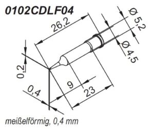 ERSA ERSADUR soldering tip for i-Tool, straight, chisel-shaped 0.4 mm