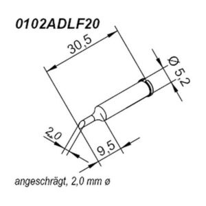 ERSADUR Lötspitze für i-Tool, gerade, angeschrägt, 2 mm